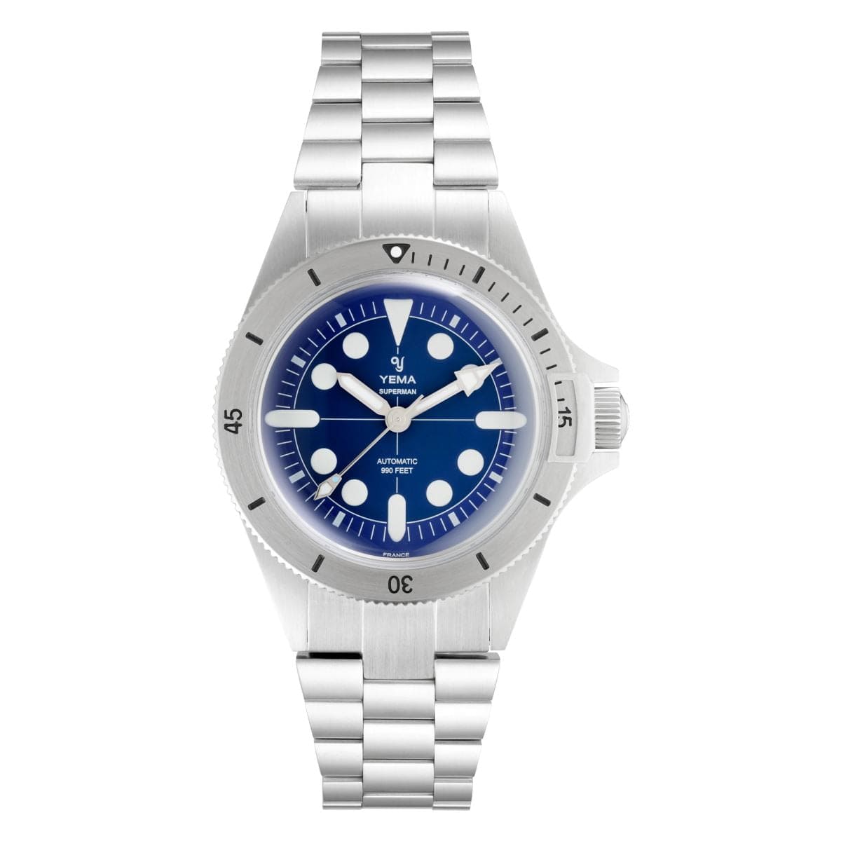 YEMA Superman Maxi Dial - Steel Bezel - Blue Dial - 39mm Front