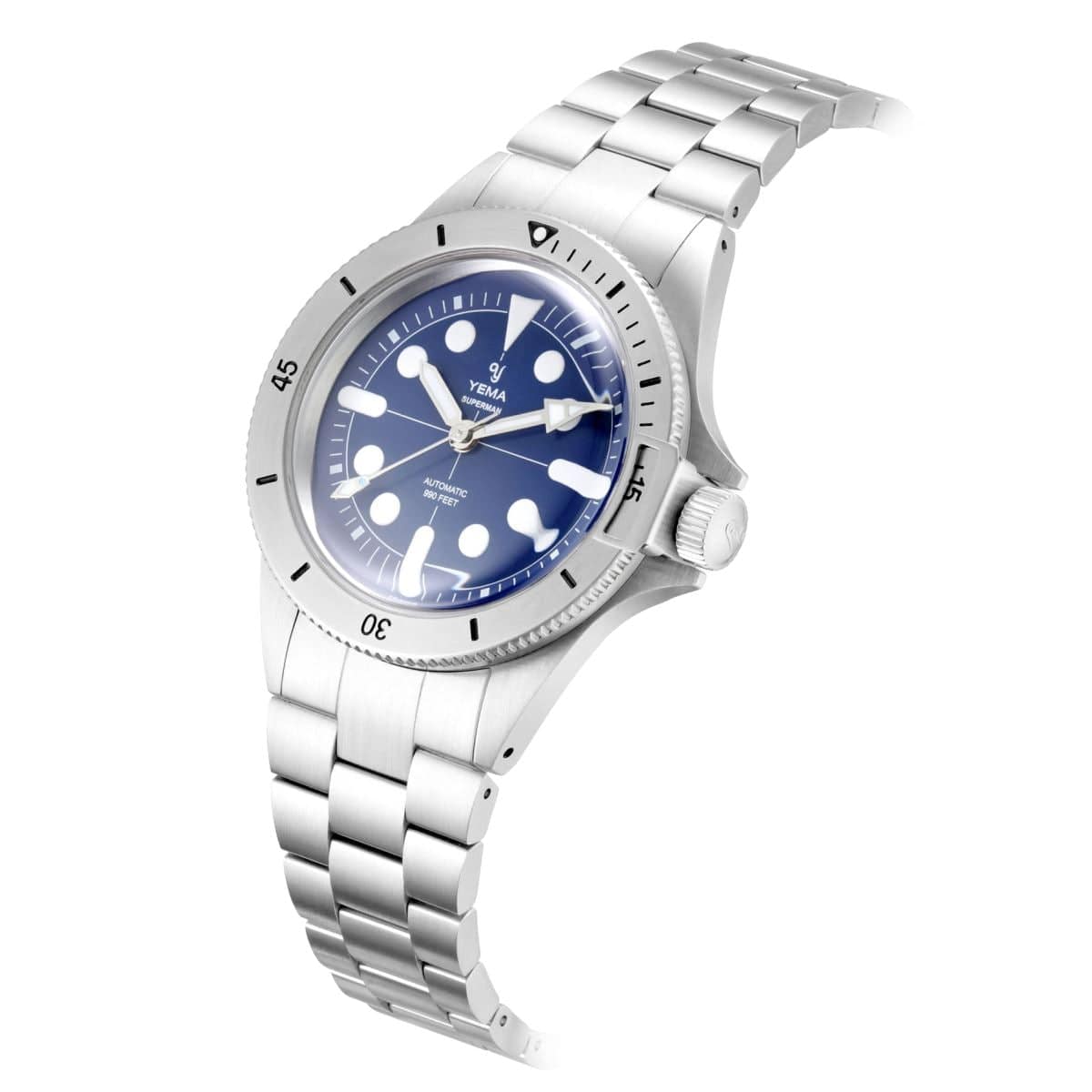 YEMA Superman Maxi Dial - Steel Bezel - Blue Dial - 39mm Side Profile