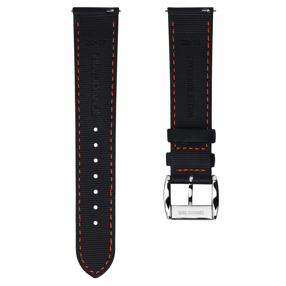 ZULUDIVER Maverick (MK II) Sailcloth Waterproof Watch Strap - Black / Orange