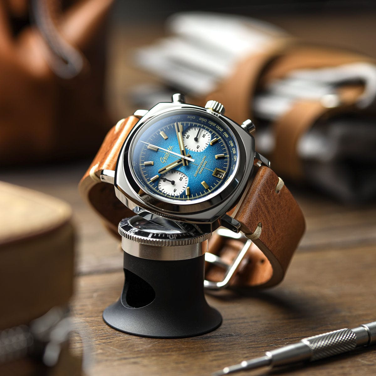 Geckota Chronotimer Chronograph Watch Deep Blue Fumé Dial VS-369-4
