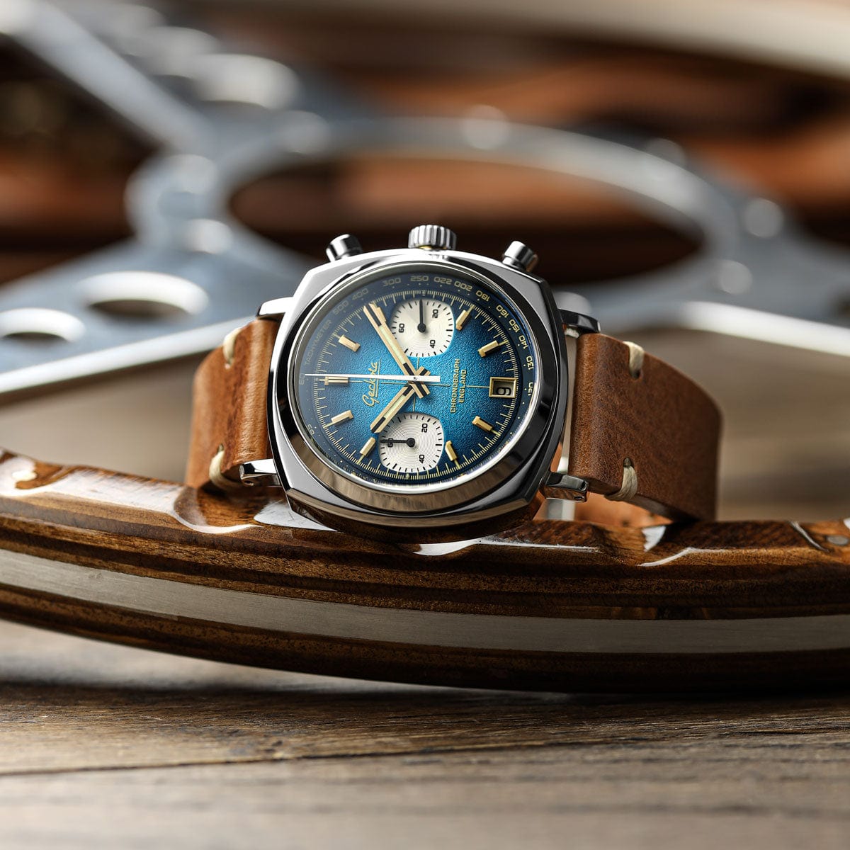 Geckota Chronotimer Chronograph Watch Deep Blue Fumé Dial VS-369-4