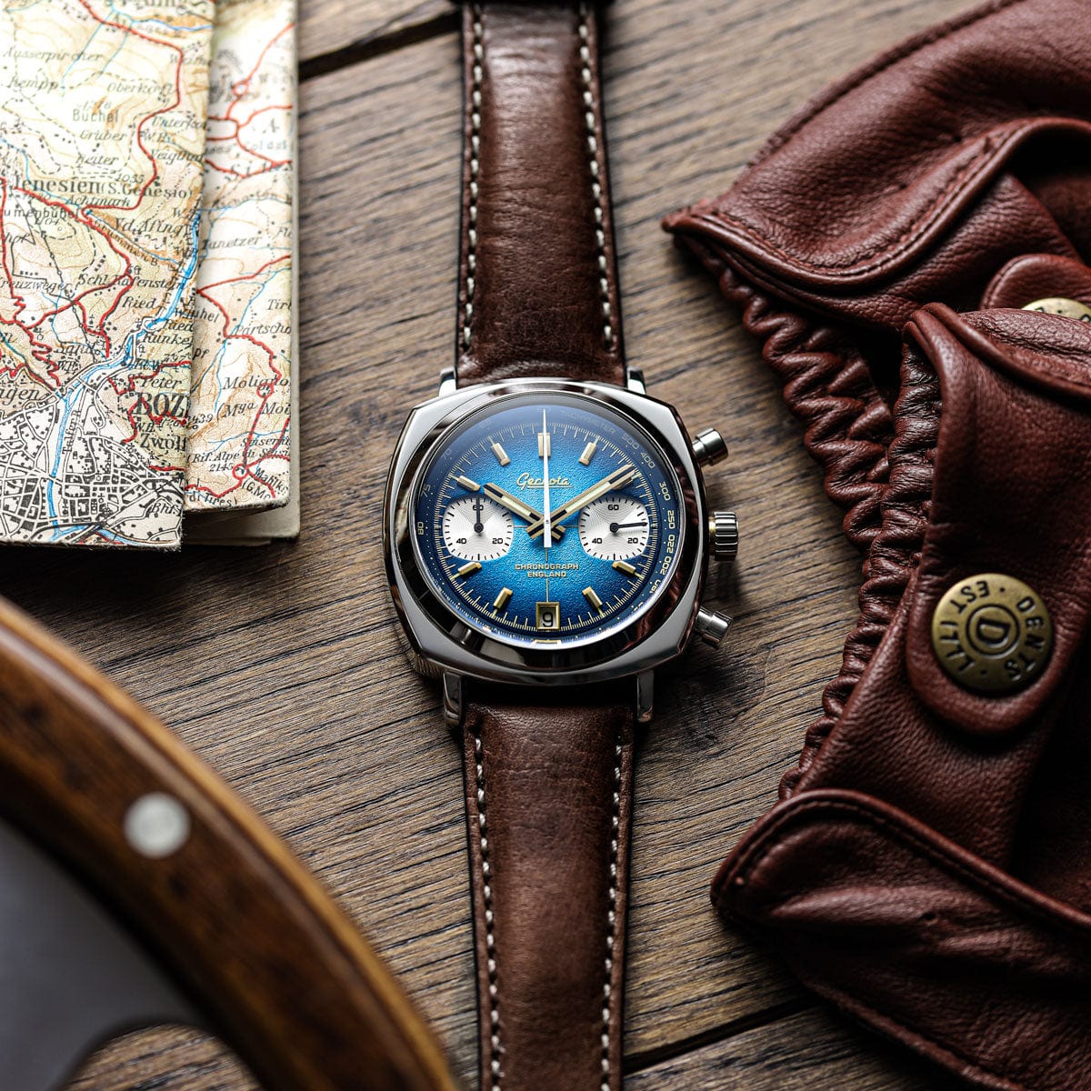 Geckota Chronotimer Chronograph Watch Deep Blue Fumé Dial