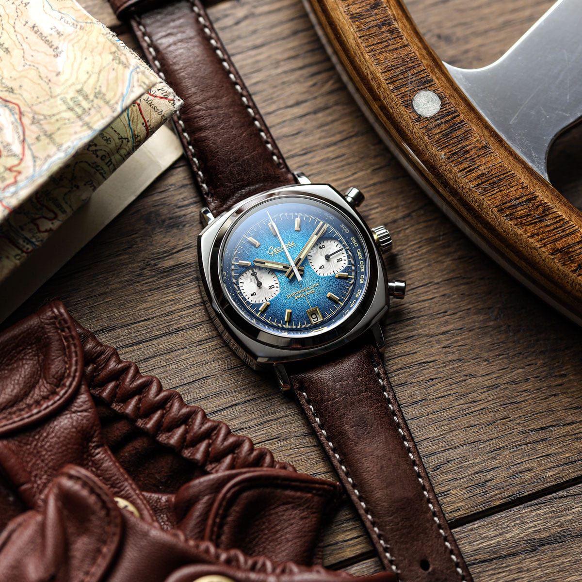Geckota Chronotimer Chronograph Watch Deep Blue Fumé Dial