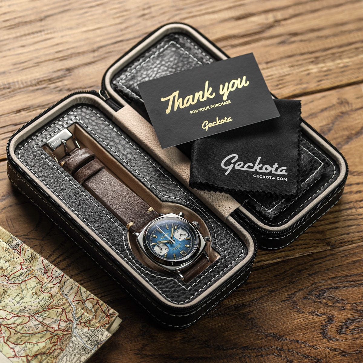 Geckota Chronotimer Chronograph Watch Deep Blue Fumé Dial