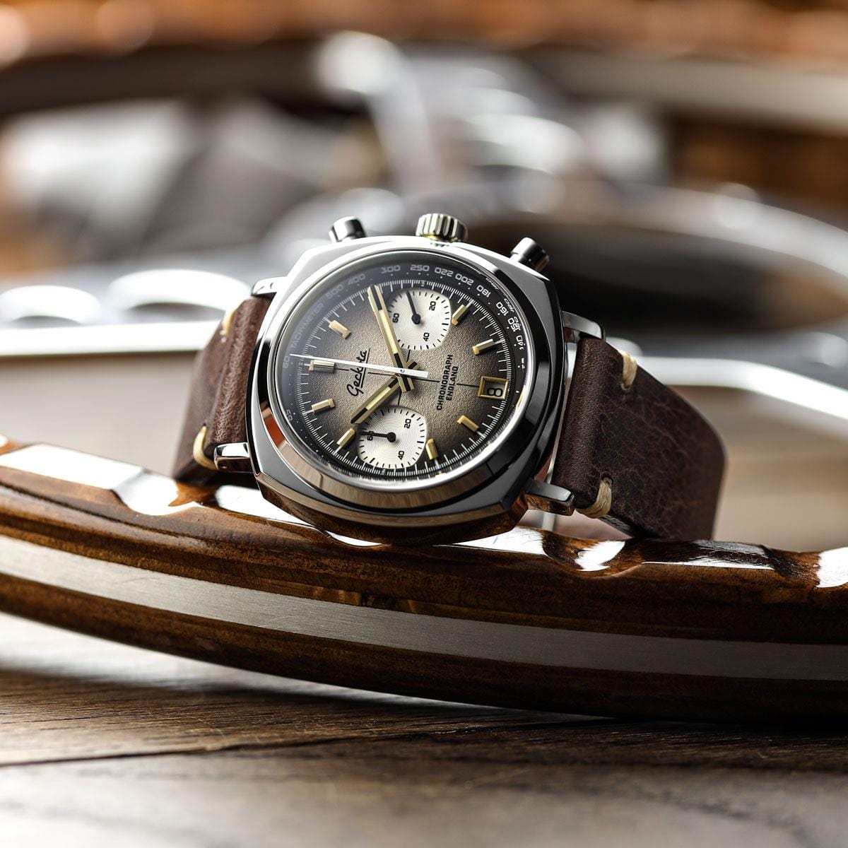 Geckota Chronotimer Chronograph Watch Brown Fumé Dial