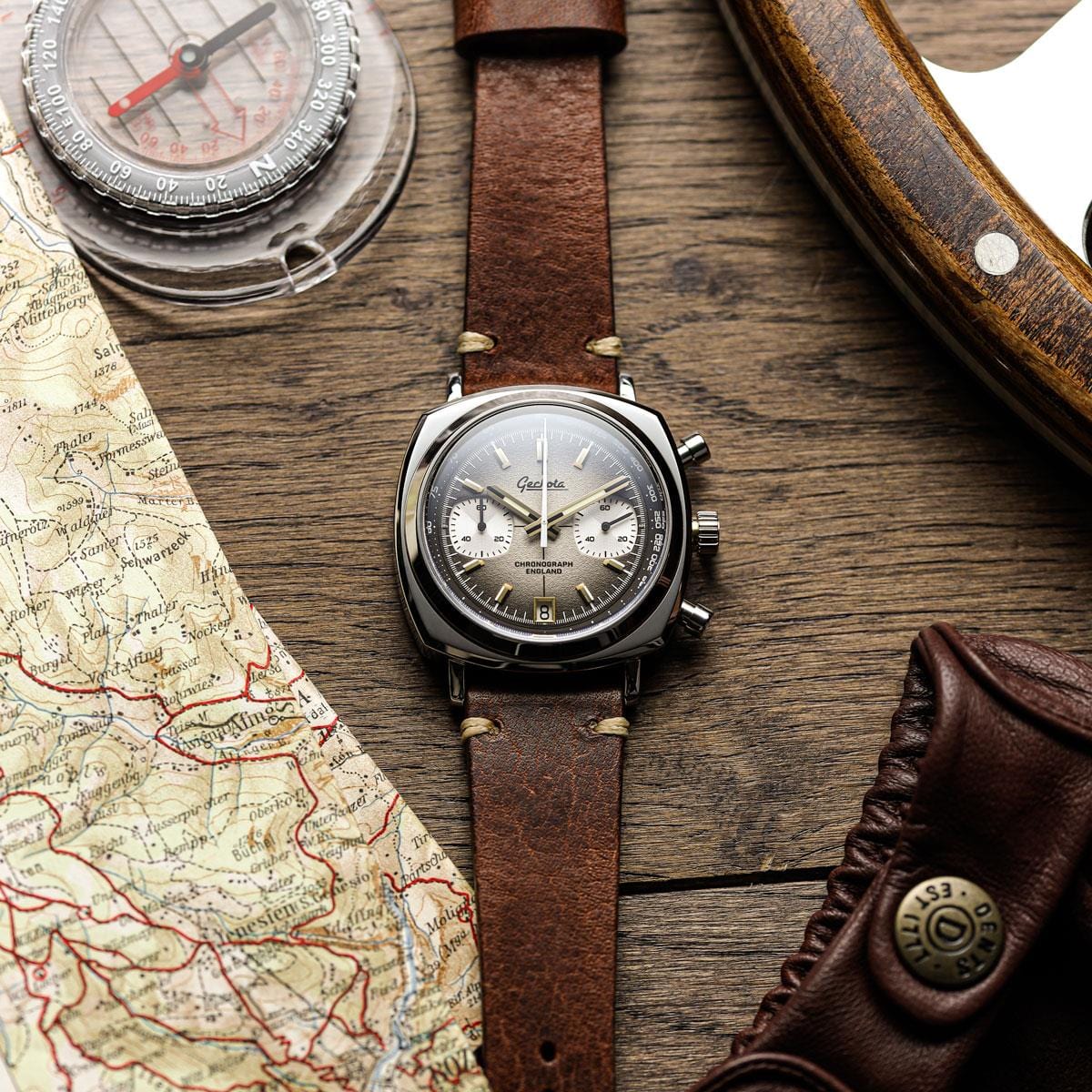 Geckota Chronotimer Chronograph Watch Brown Fumé Dial