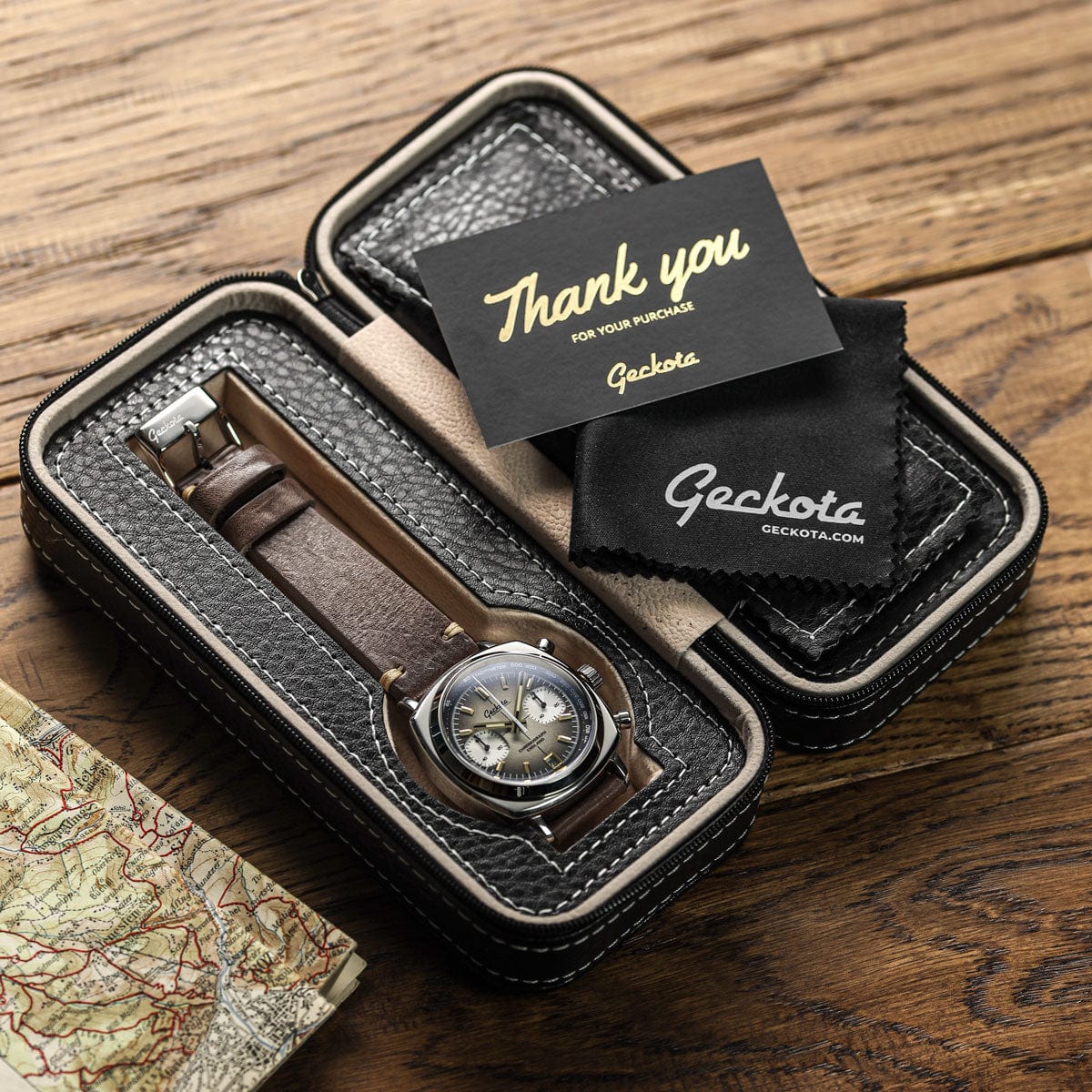 Geckota Chronotimer Chronograph Watch Brown Fumé Dial