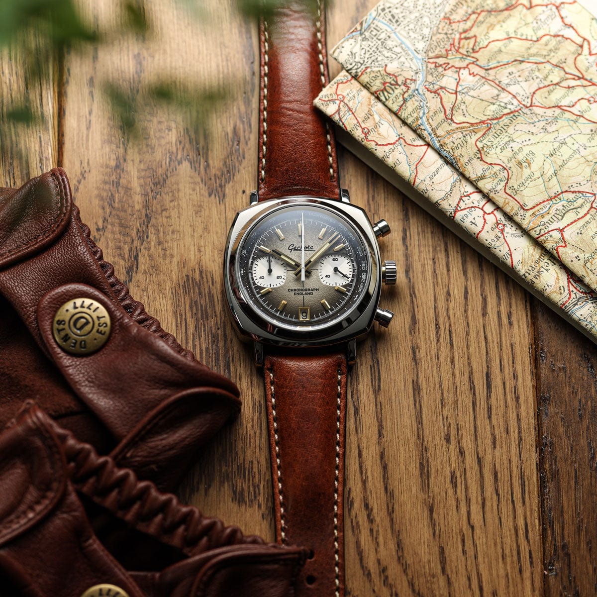 Geckota Chronotimer Chronograph Watch Brown Fumé Dial TP-369-3