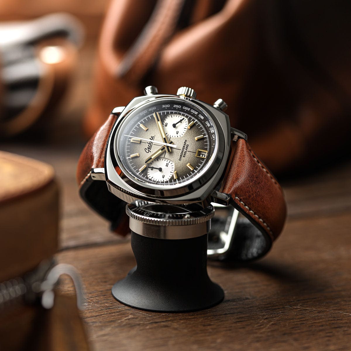 Geckota Chronotimer Chronograph Watch Brown Fumé Dial TP-369-3
