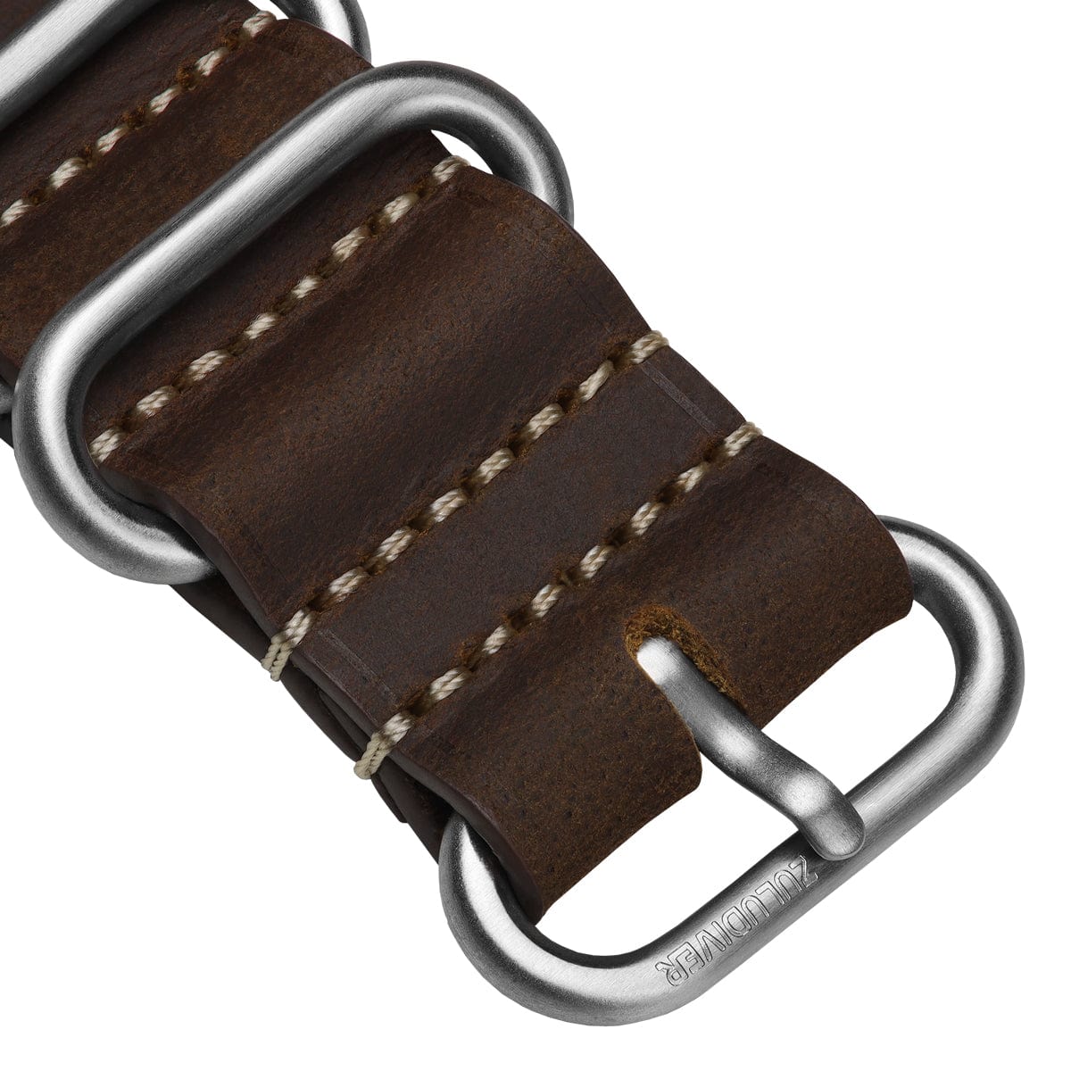 ZULUDIVER Crazy Horse Pull-Up Leather ZULU Watch Strap - Chestnut Brown