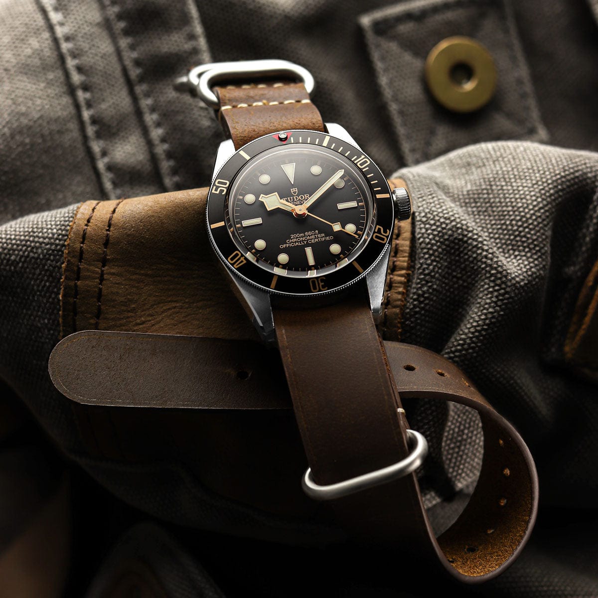 ZULUDIVER Crazy Horse Pull-Up Leather ZULU Watch Strap - Chestnut Brown