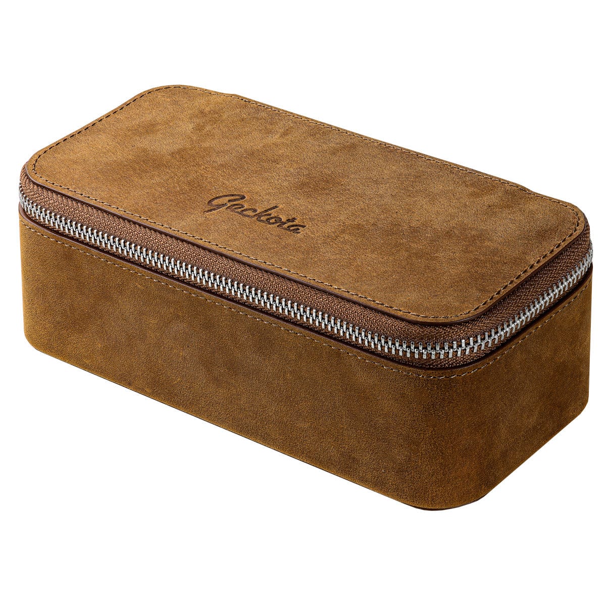 Geckota 3 Piece Leather Watch Case - Tan Crazy Horse