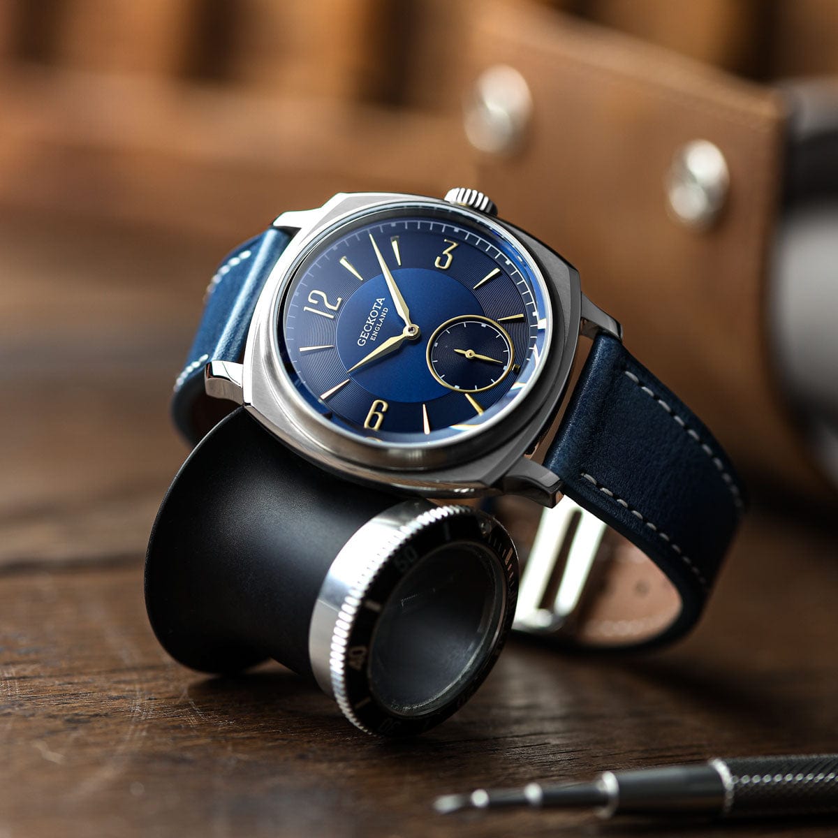 Brixham Special Buckle Classic Leather Watch Strap - Blue