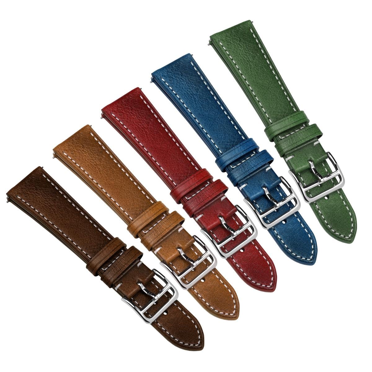 Brixham Special Buckle Classic Leather Watch Strap - Green