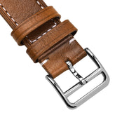 Brixham Flat Leather Watch Strap - Vintage Tan