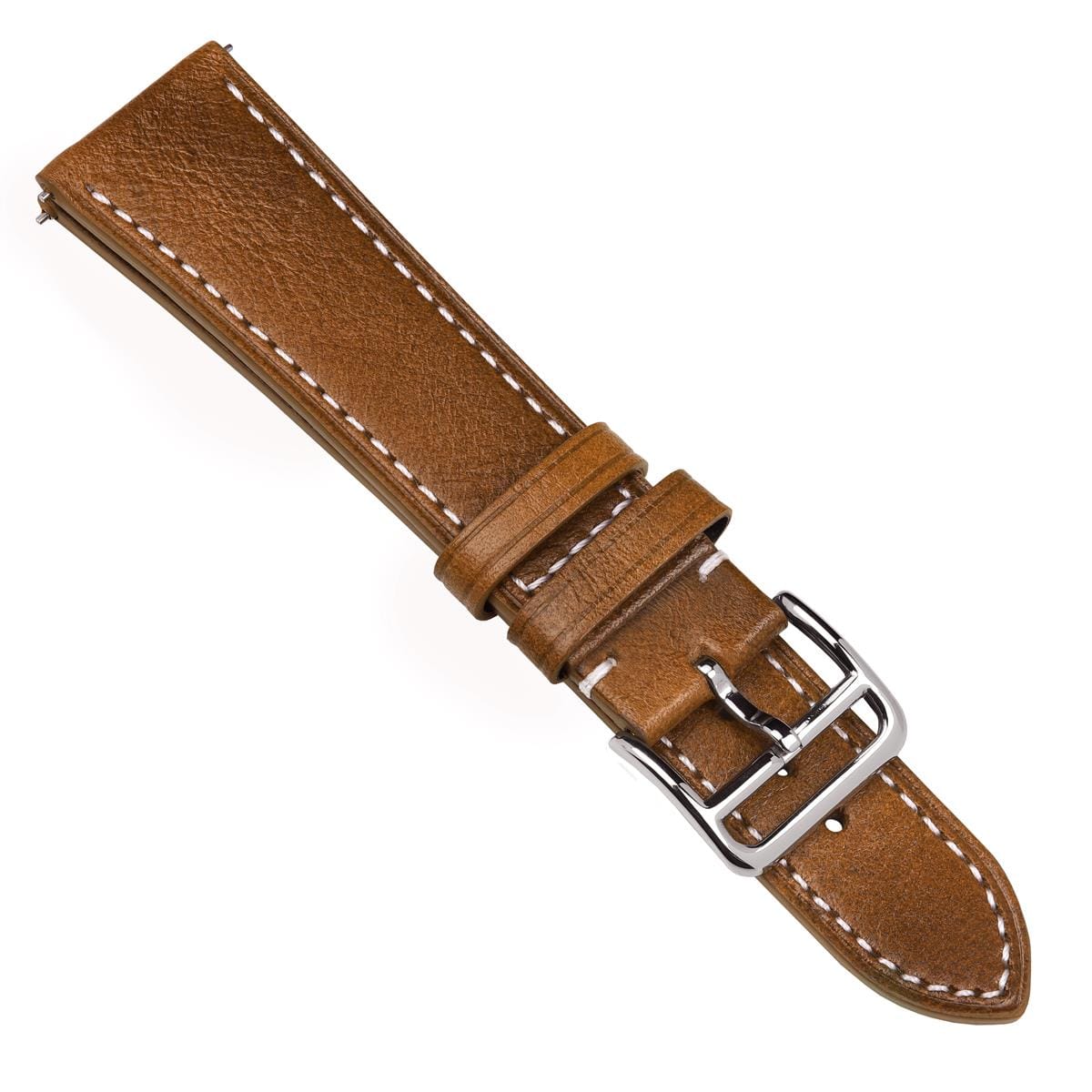 Brixham Flat Leather Watch Strap - Vintage Tan