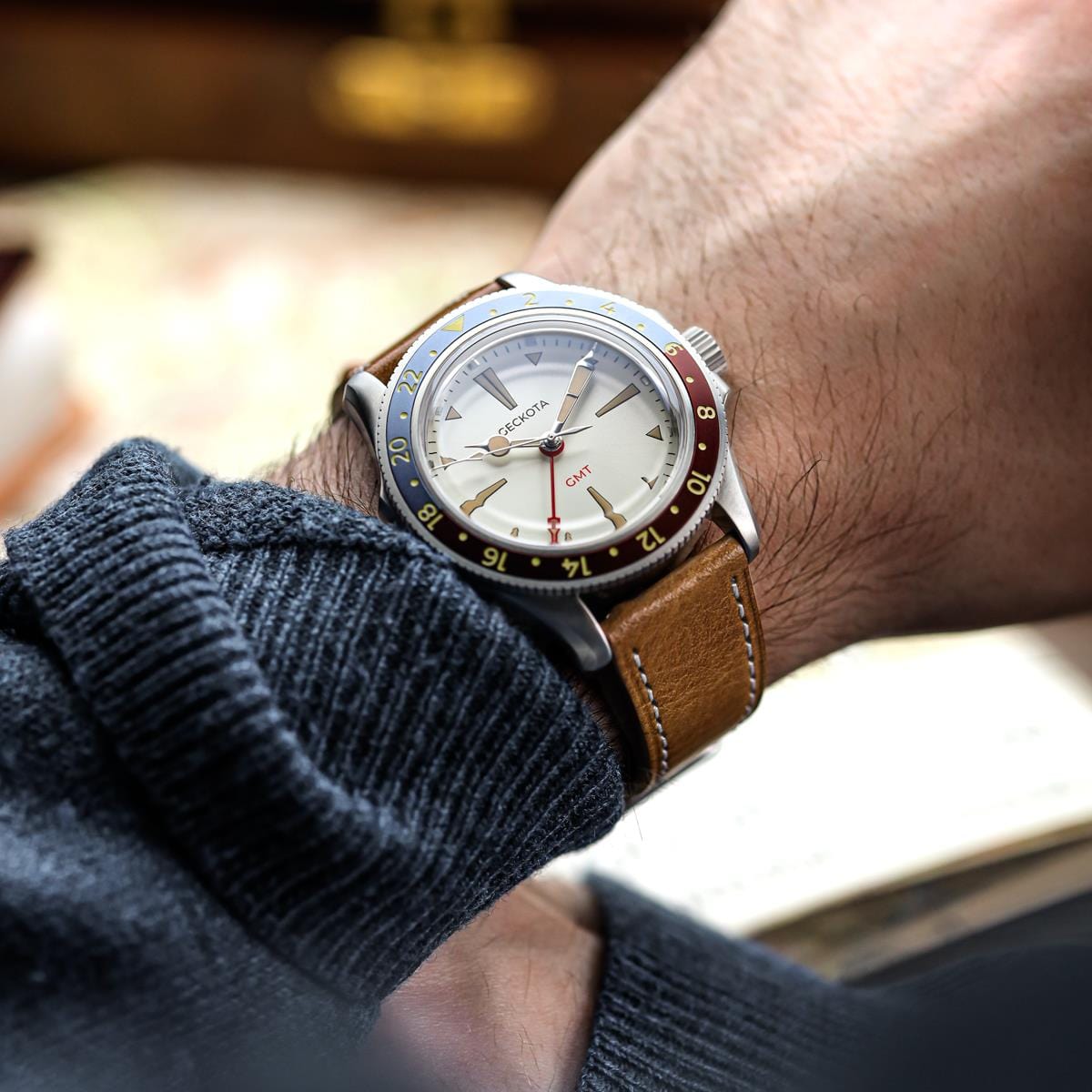 Brixham Flat Leather Watch Strap - Vintage Tan