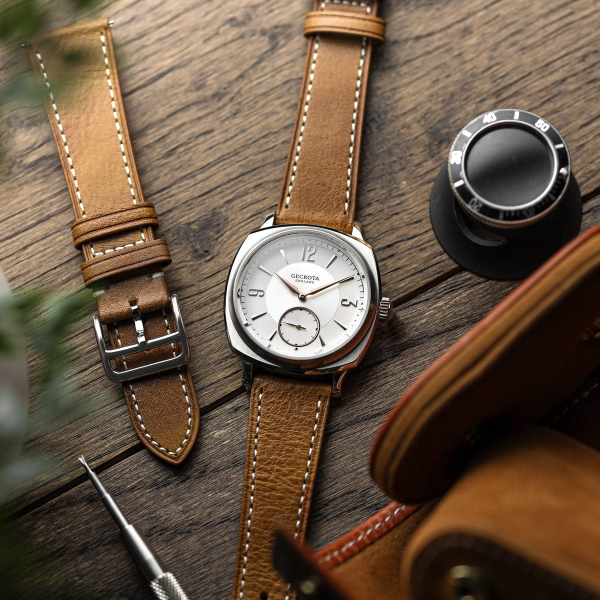 Brixham Special Buckle Classic Leather Watch Strap - Tan