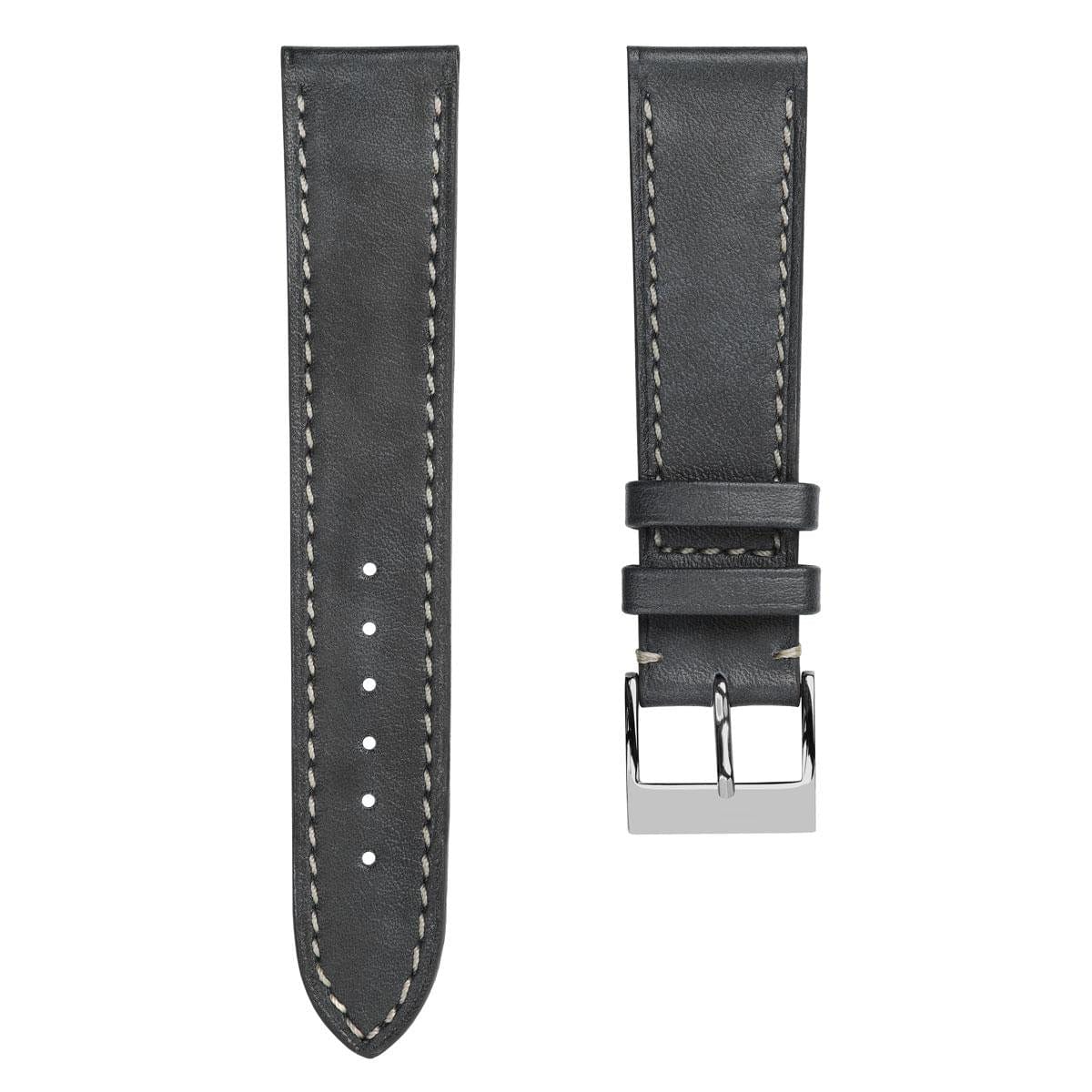 Rochefort Flat Patina Calf Leather Watch Strap - Platinum