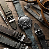 Rochefort Flat Patina Calf Leather Watch Strap - Platinum