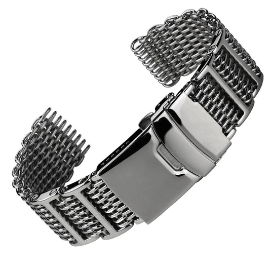 Genuine H Link Shark Mesh 316L Stainless Watch Strap - Polished - New/Old Stock