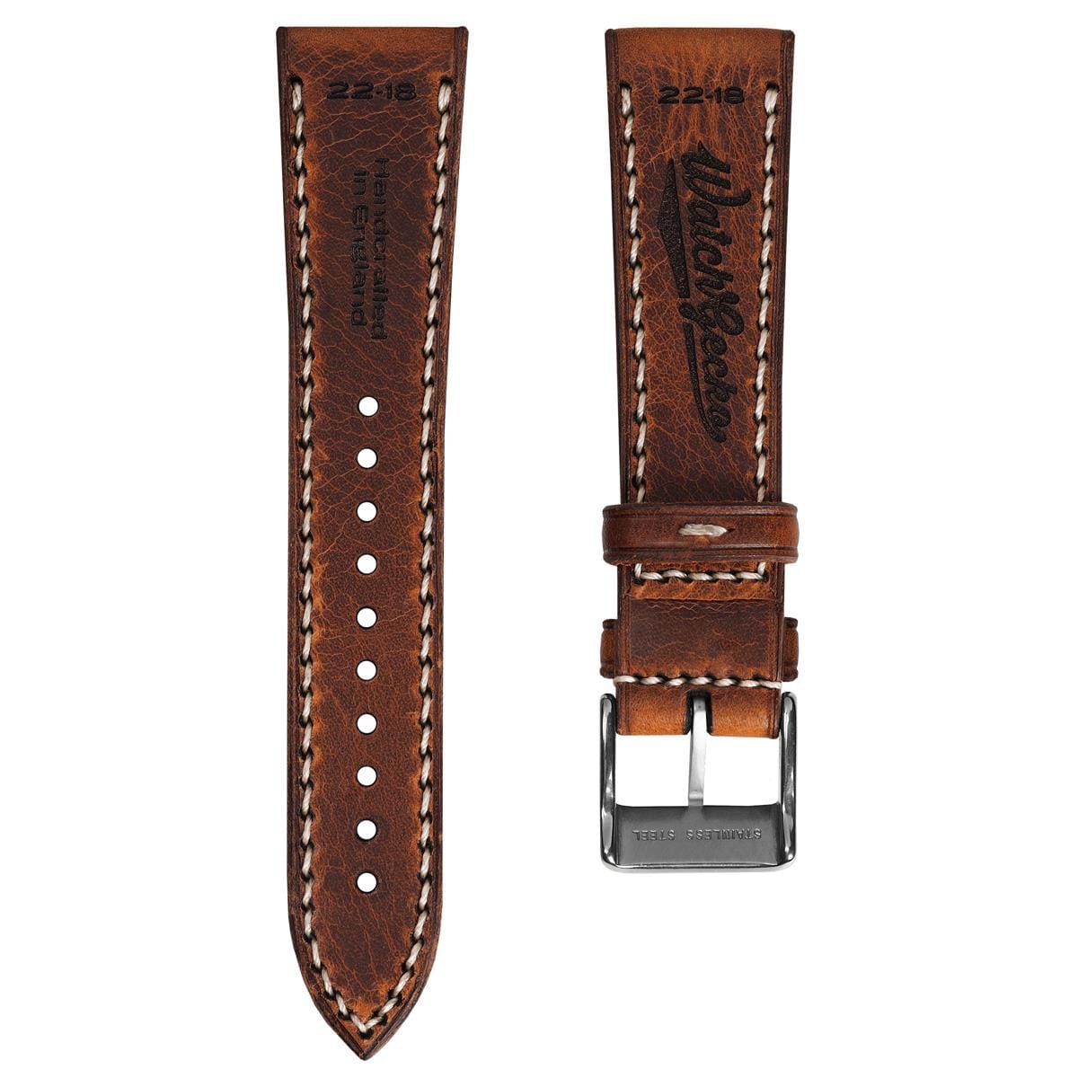 WatchGecko Hatherley Handmade Leather Watch Strap - Reddish Brown