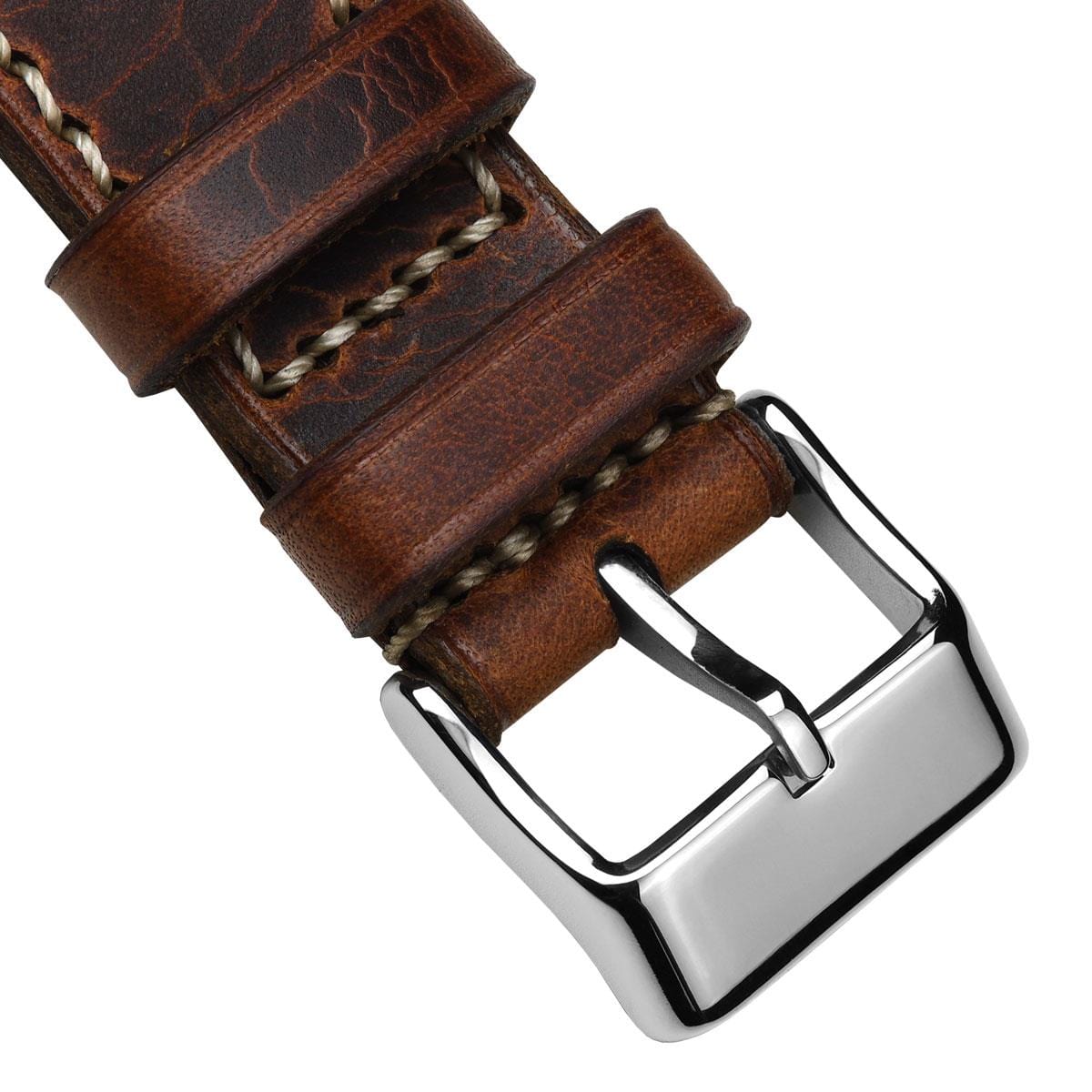 WatchGecko Hatherley Handmade Leather Watch Strap - Reddish Brown