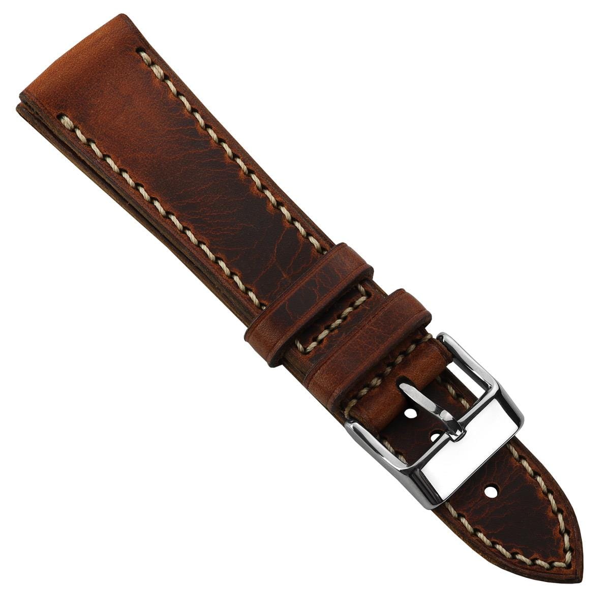 WatchGecko Hatherley Handmade Leather Watch Strap - Reddish Brown