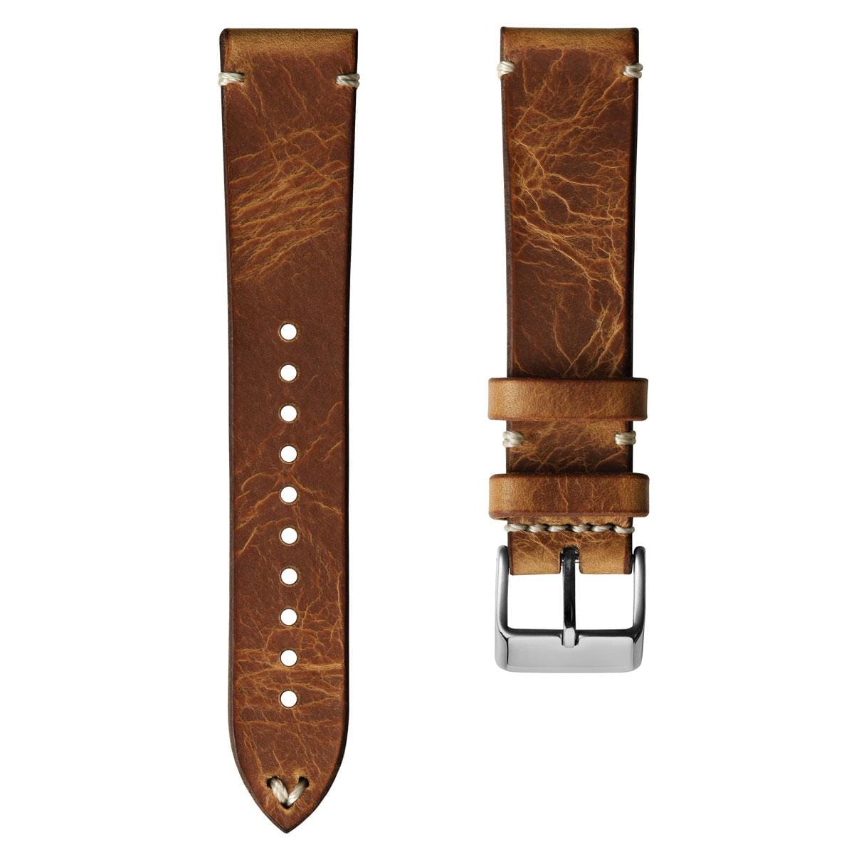 WatchGecko Lansdown Handmade Leather Watch Strap - Bone Wax Brown