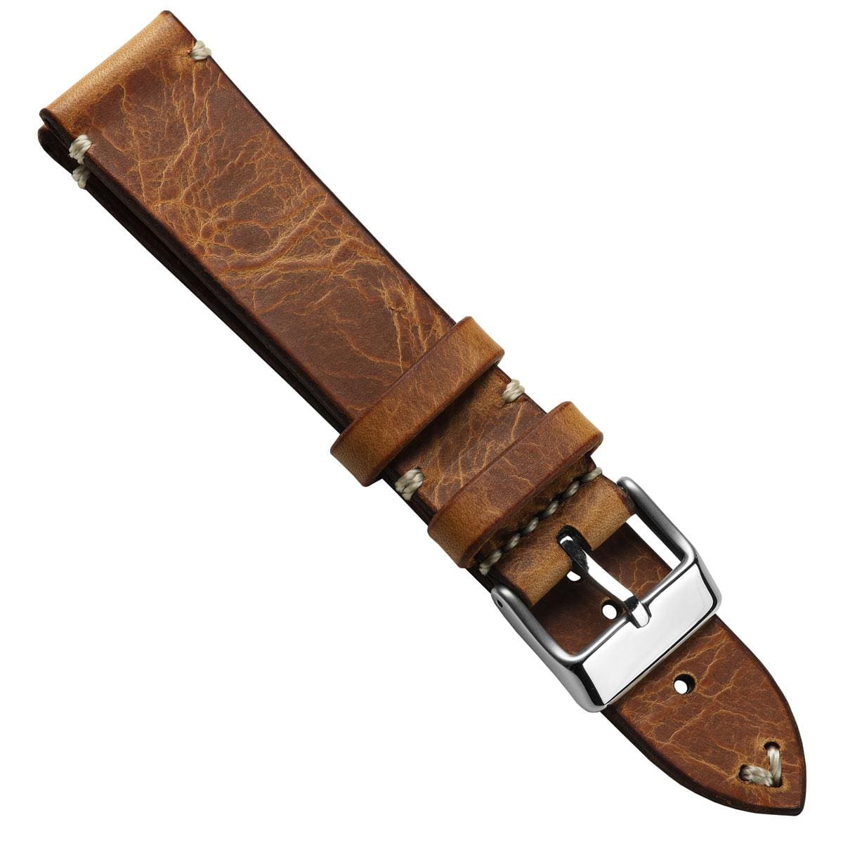 WatchGecko Lansdown Handmade Leather Watch Strap - Bone Wax Brown