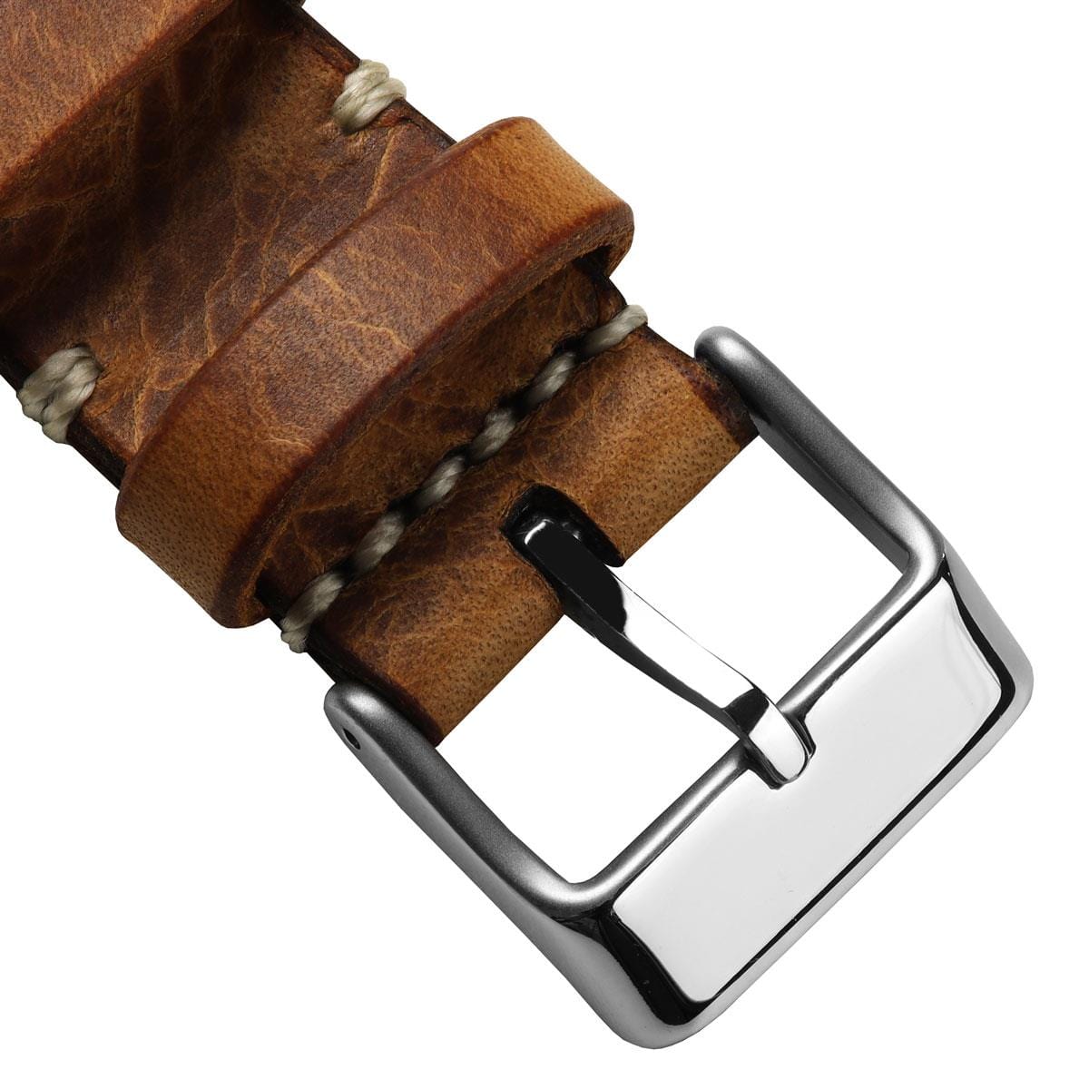 WatchGecko Lansdown Handmade Leather Watch Strap - Bone Wax Brown