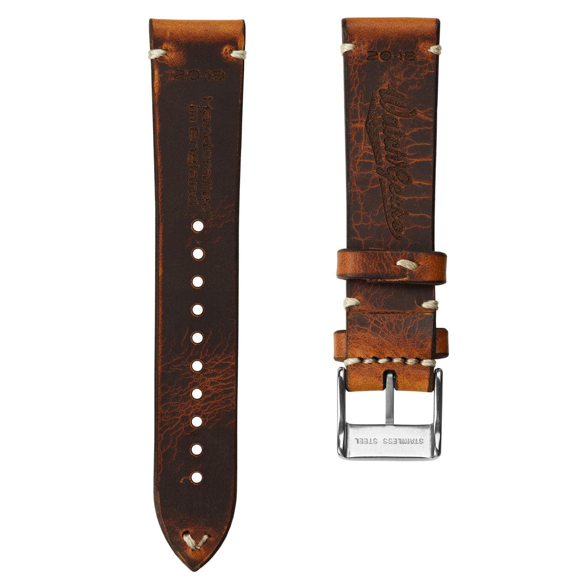 WatchGecko Lansdown Handmade Leather Watch Strap - Reddish Brown