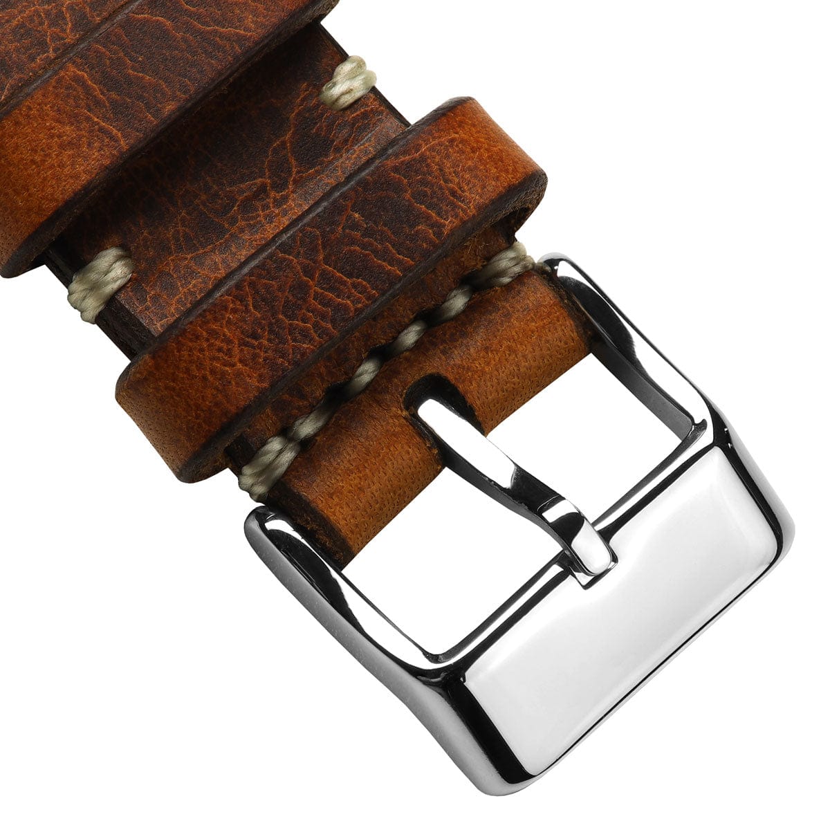 WatchGecko Lansdown Handmade Leather Watch Strap - Reddish Brown