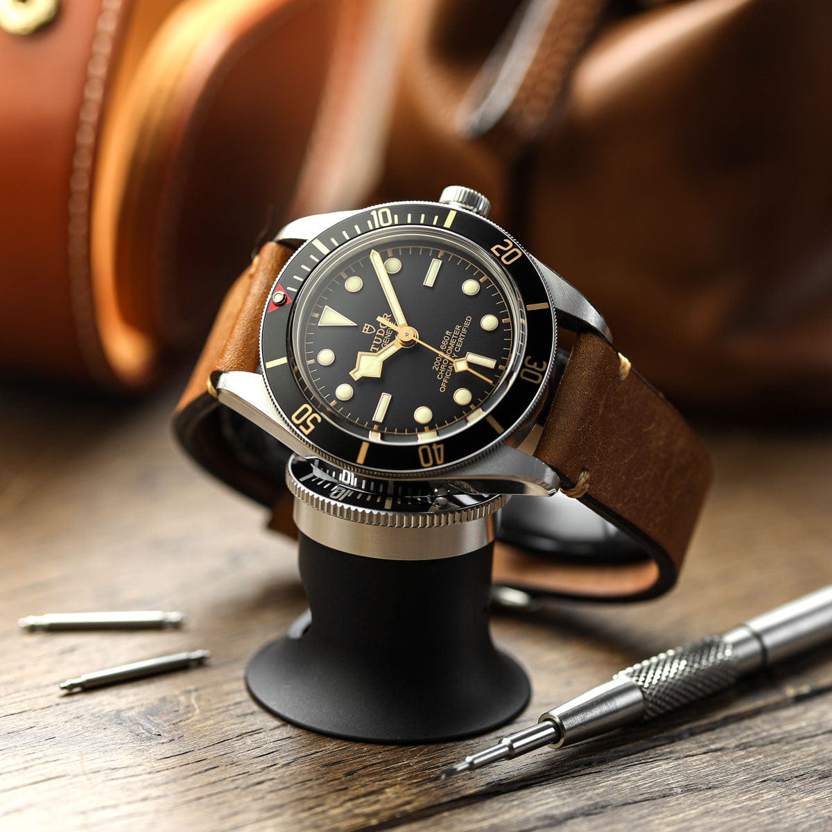 WatchGecko Lansdown Handmade Leather Watch Strap - Whiskey Brown
