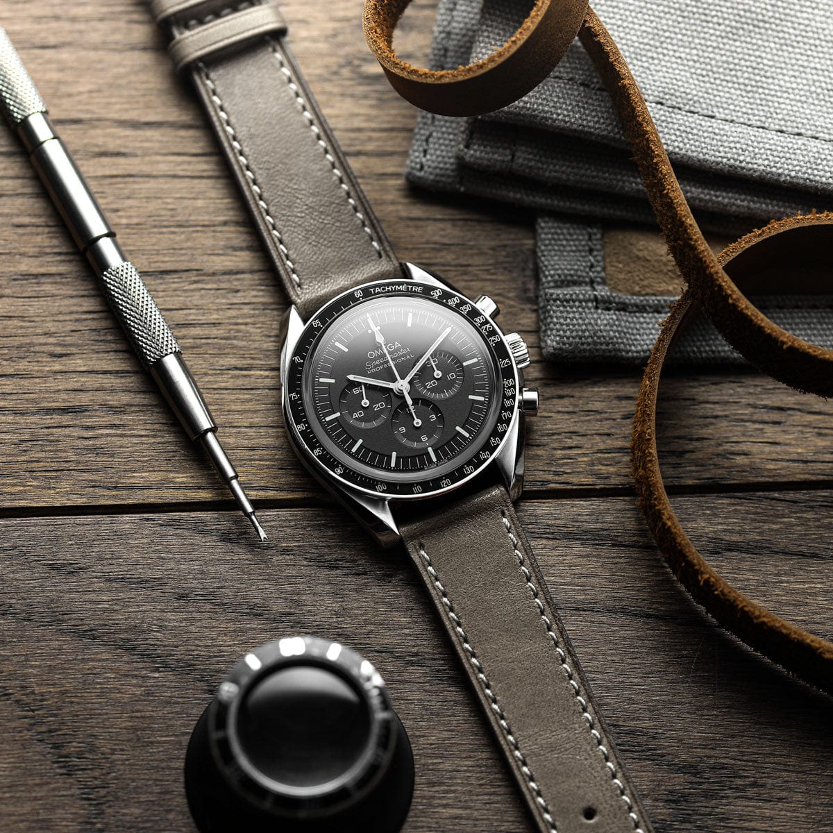 Leuven Flat Handmade Horse Leather Watch Strap - Taupe
