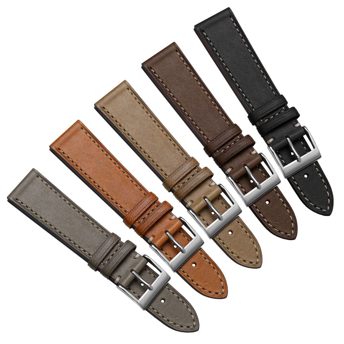 Leuven Cavallo Flat Handmade Horse Leather Watch Strap - Beige