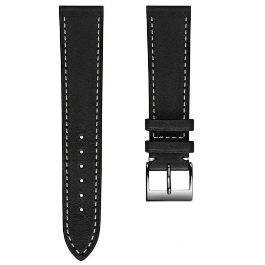 Leuven Cavallo Flat Handmade Horse Leather Watch Strap - Black