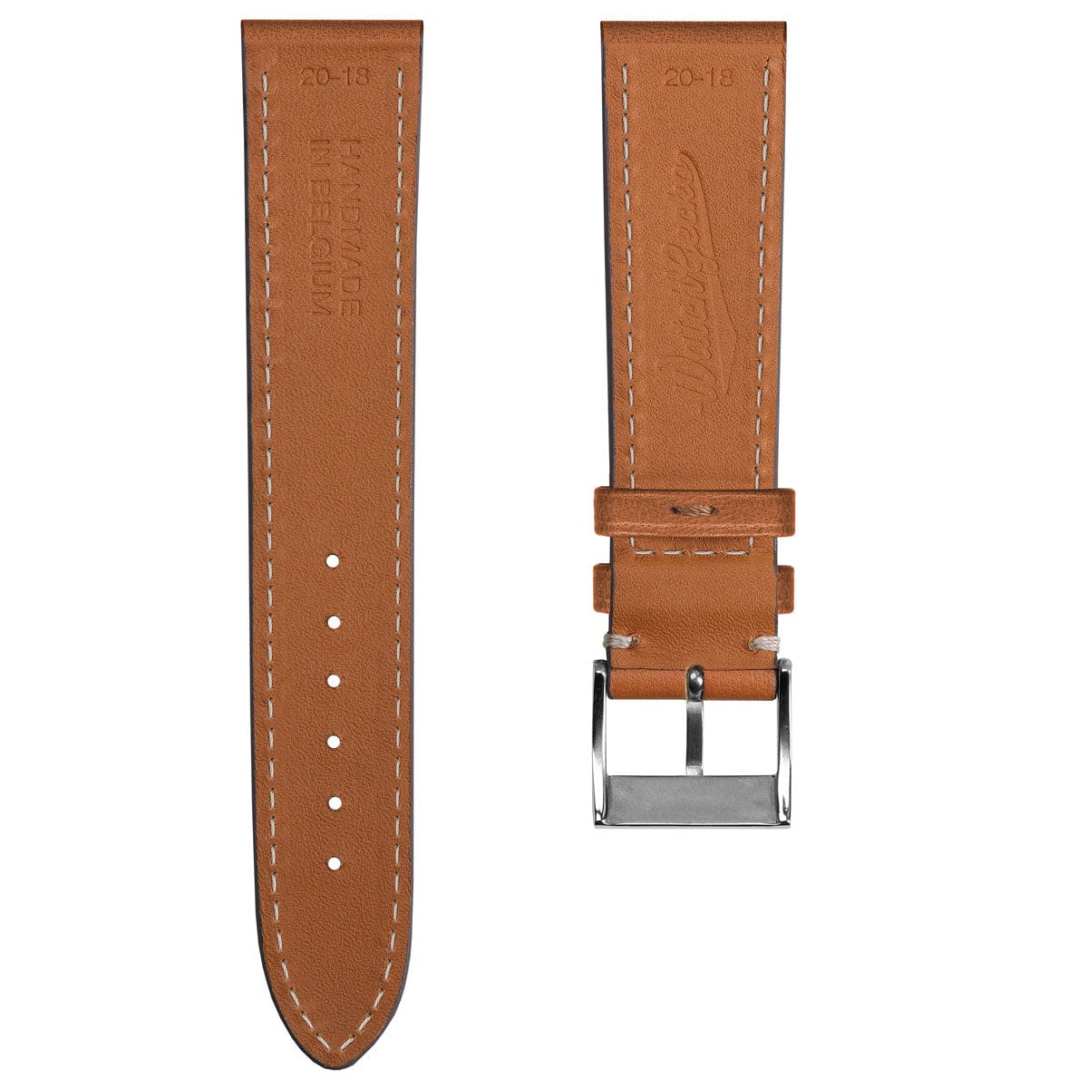 Leuven Flat Handmade Horse Leather Watch Strap - Cognac