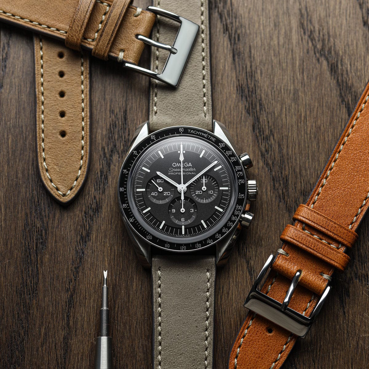 Leuven Flat Handmade Horse Leather Watch Strap - Taupe