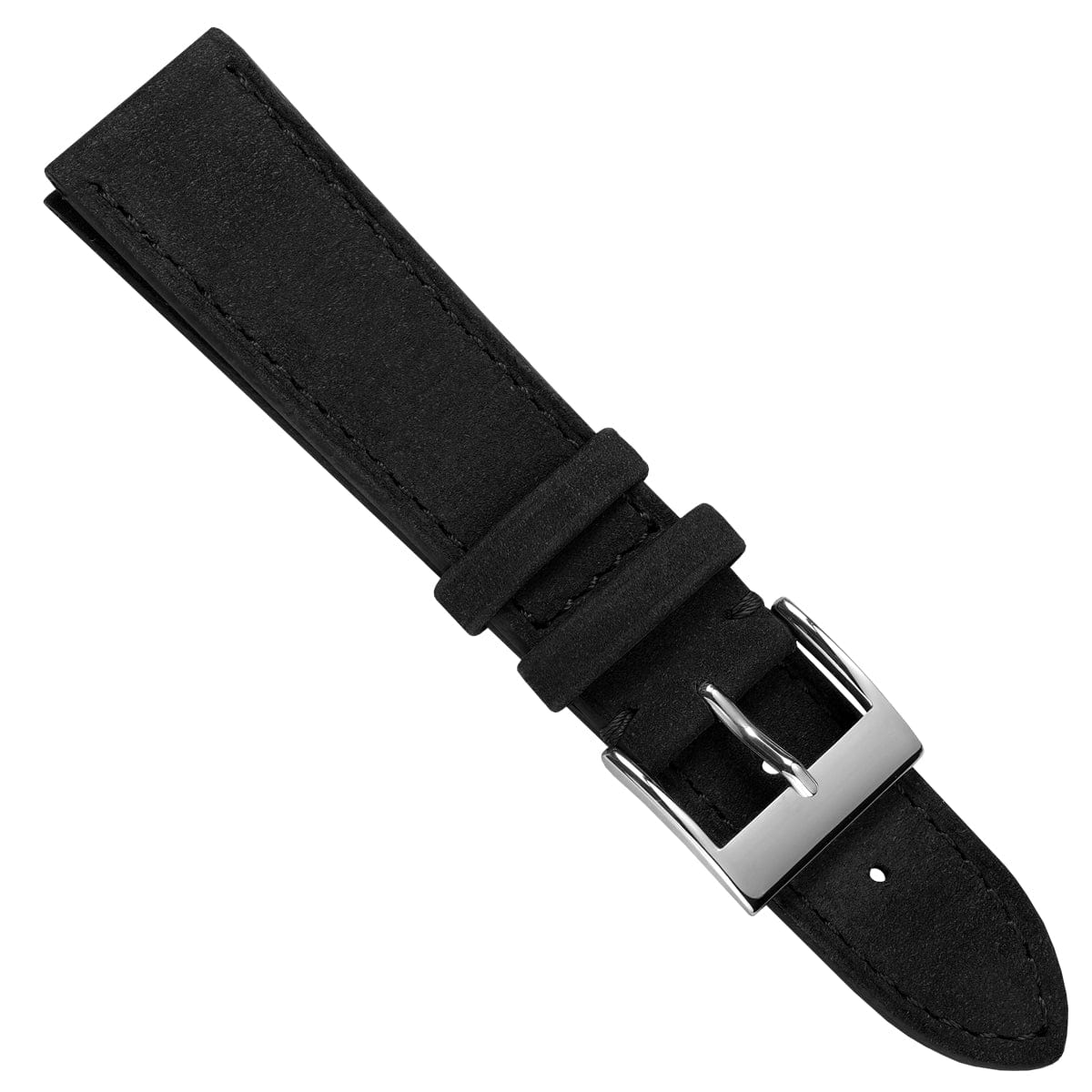 Mozet Flat Nubuck Handmade Leather Watch Strap - Black