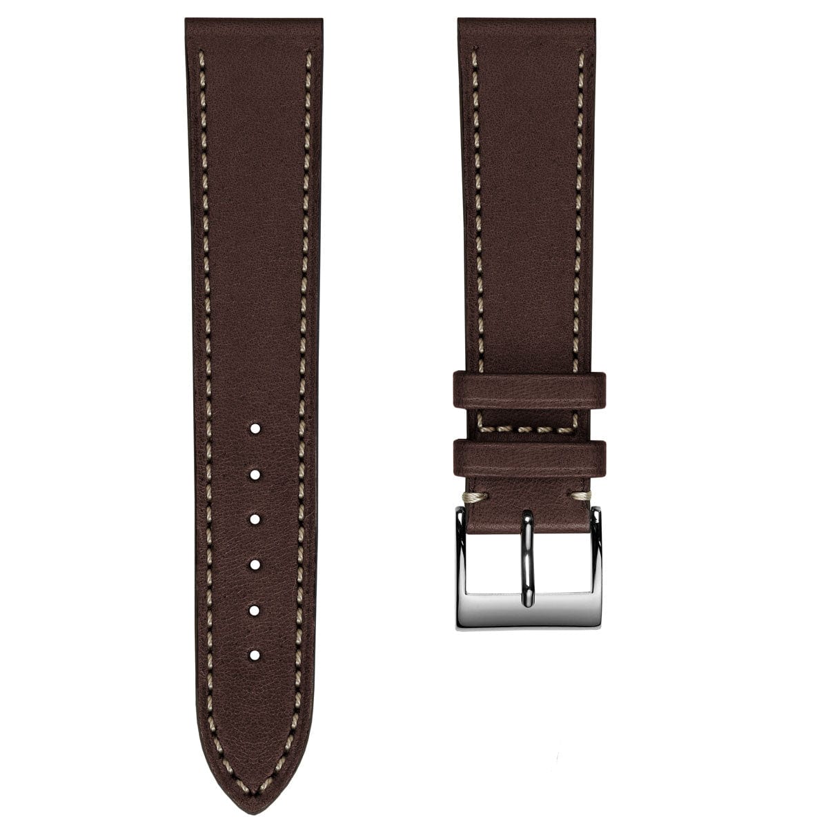 Ostend Baranil Flat Leather Watch Strap - Chestnut