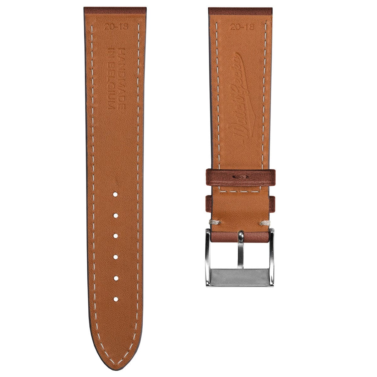 Ostend Baranil Flat Leather Watch Strap - Cognac