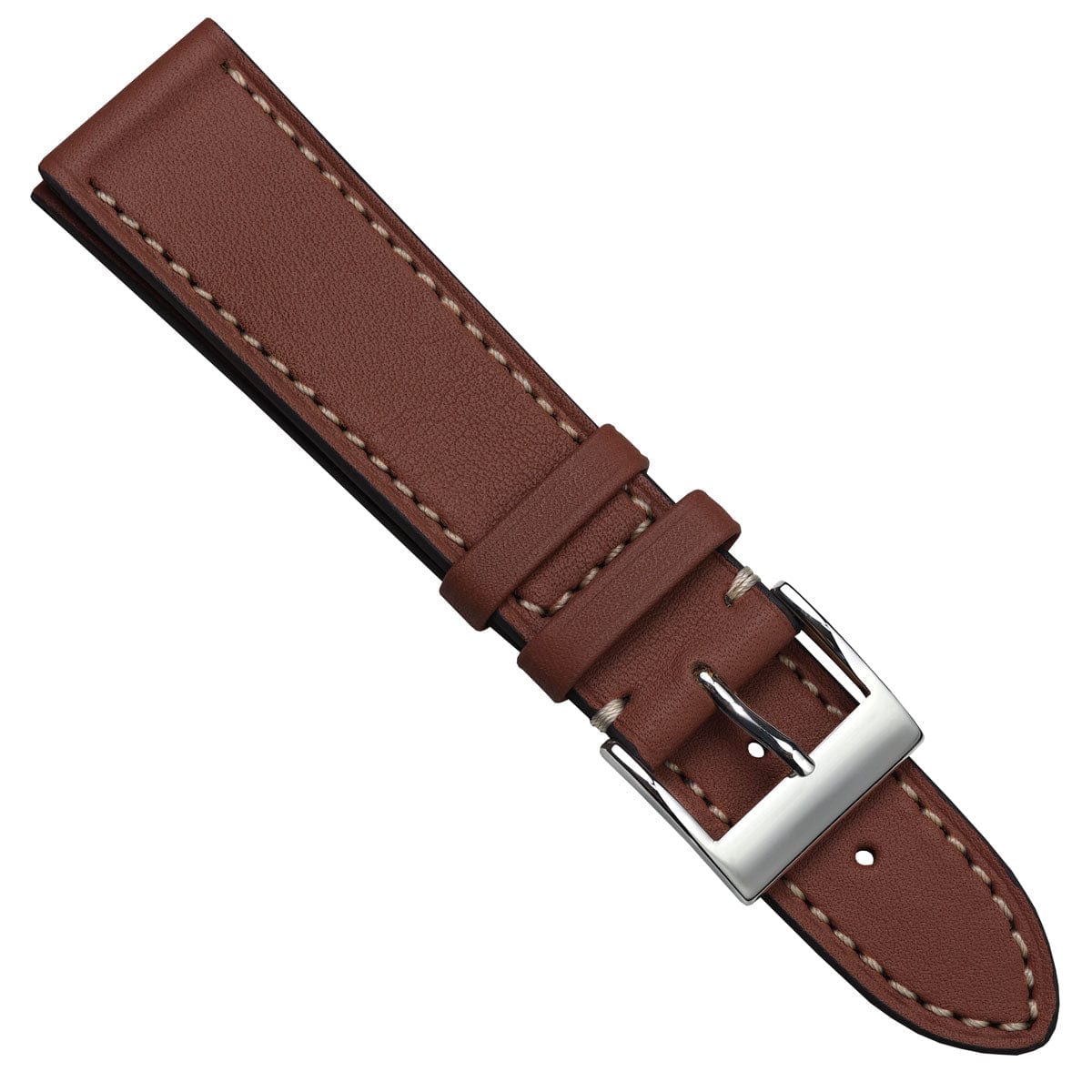 Ostend Baranil Flat Leather Watch Strap - Cognac