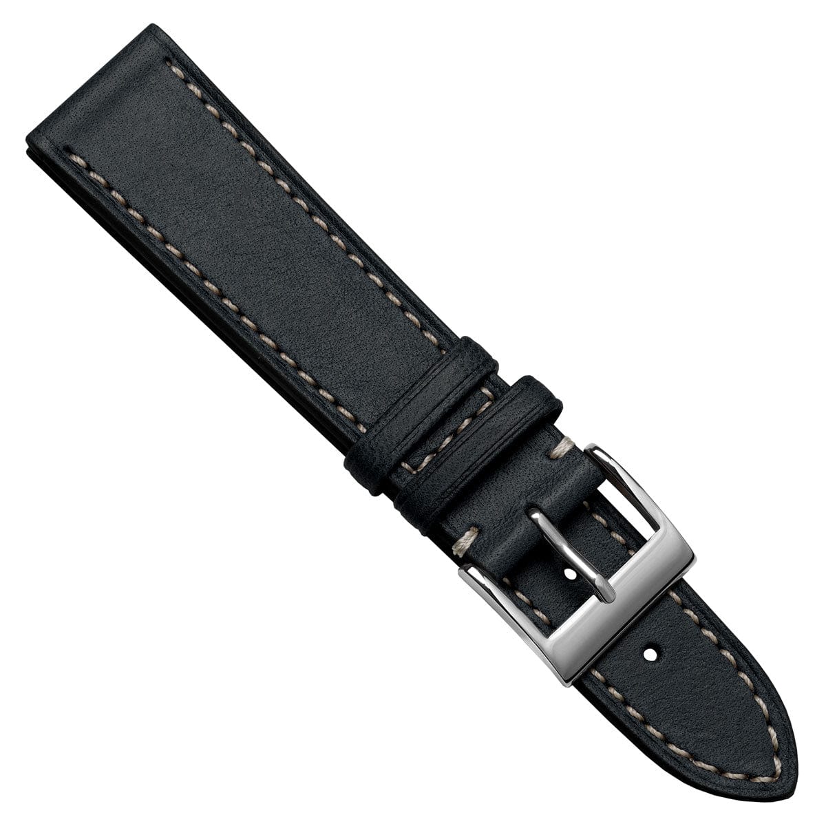 Ostend Baranil Flat Leather Watch Strap - Marine Blue