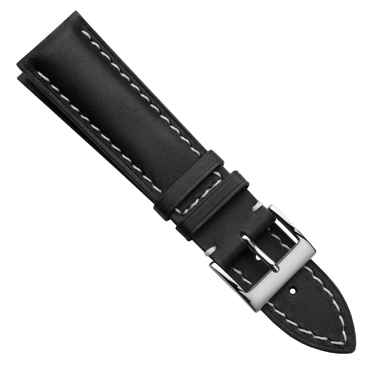 Ostend Thick Padded Leather Watch Strap - Baranil Black