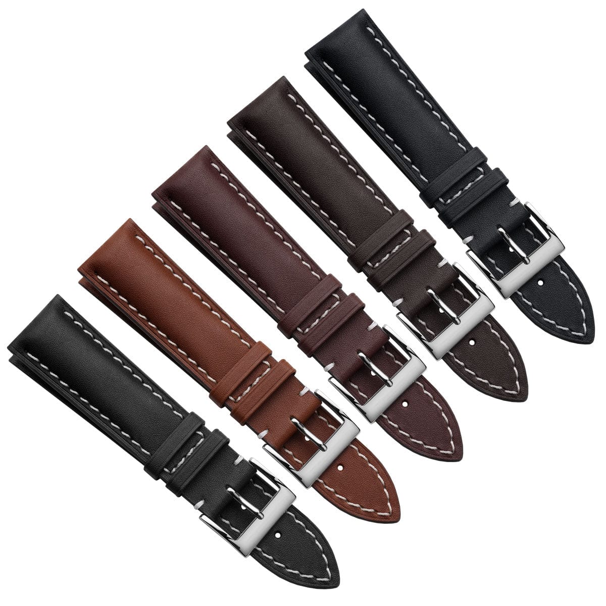 Ostend Thick Padded Leather Watch Strap - Baranil Chocolate Brown