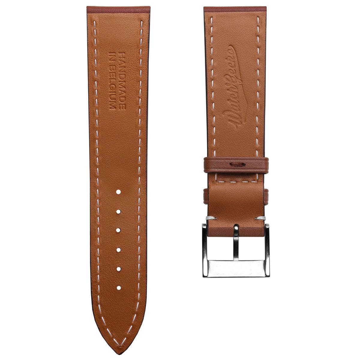 Ostend Thick Padded Leather Watch Strap - Baranil Cognac