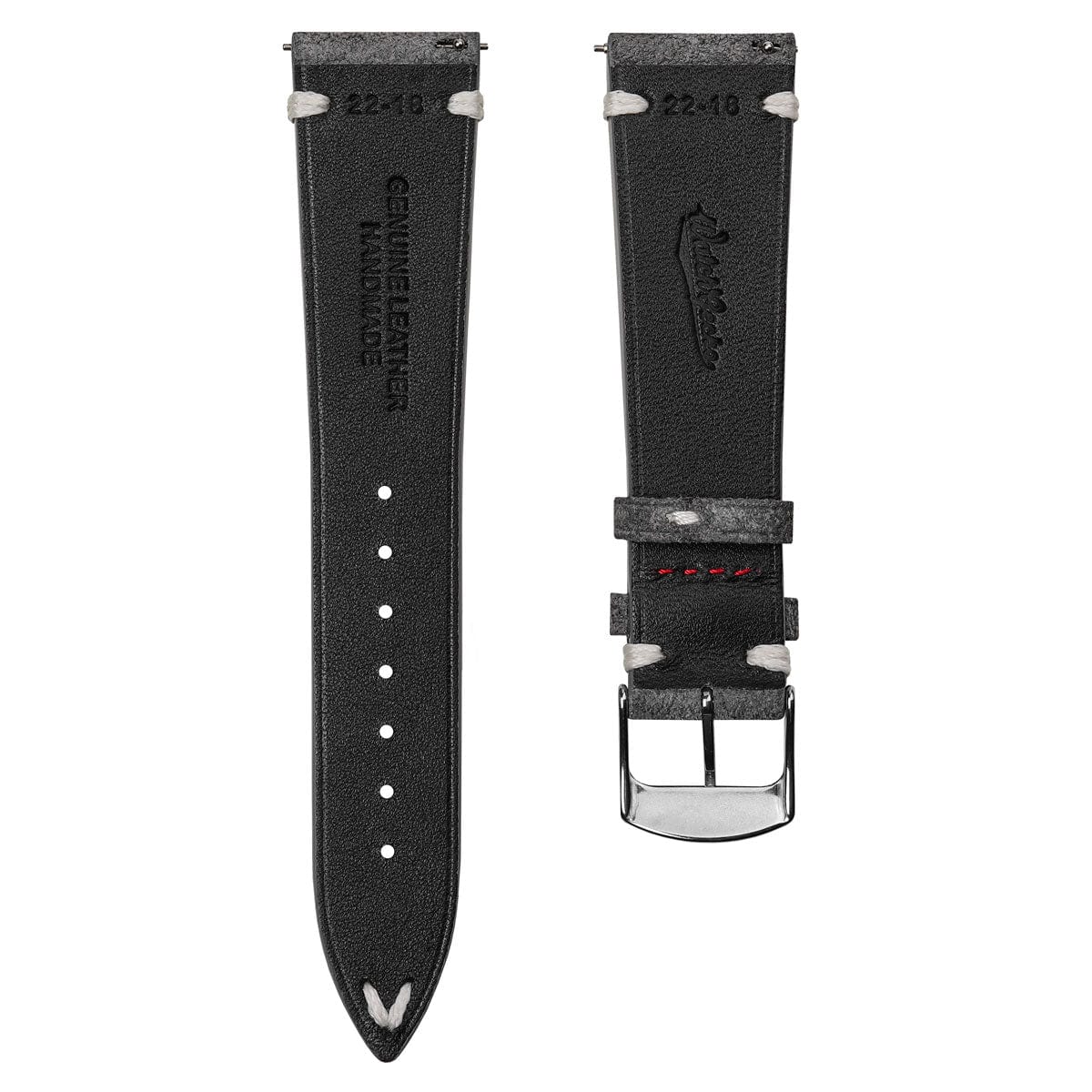 Overton Conceria Opera Suede V-Stitch Watch Strap - Light Grey