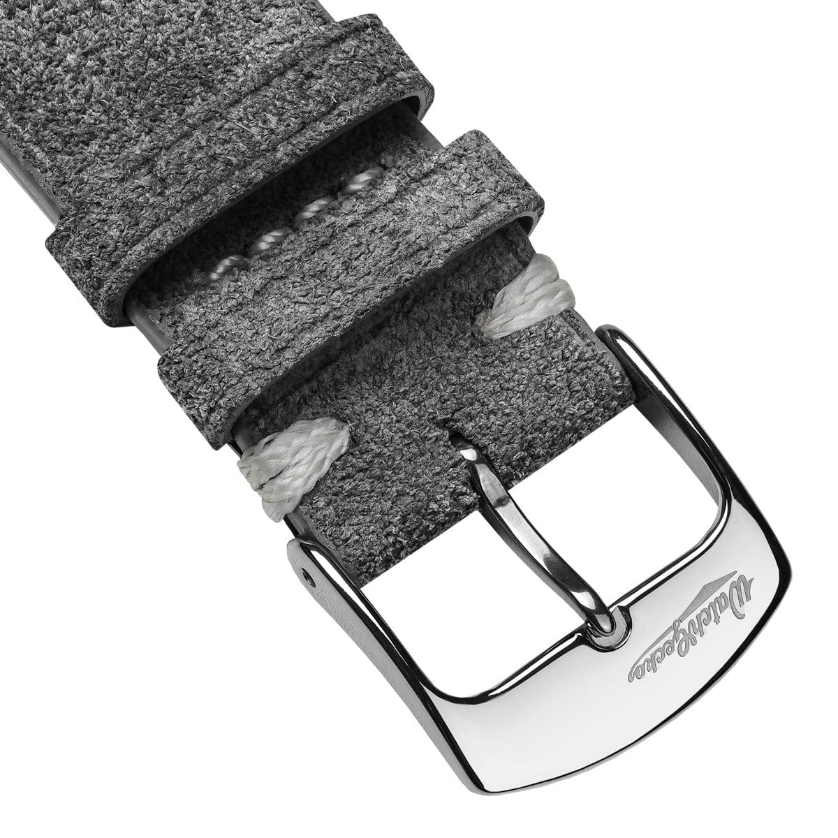 Overton Conceria Opera Suede V-Stitch Watch Strap - Light Grey