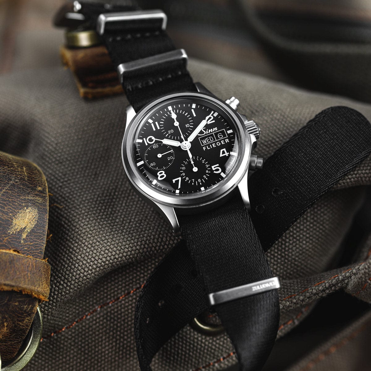 ZULUDIVER 1973 British Military Watch Strap: ARMOURED RECON - Military Black, Polished